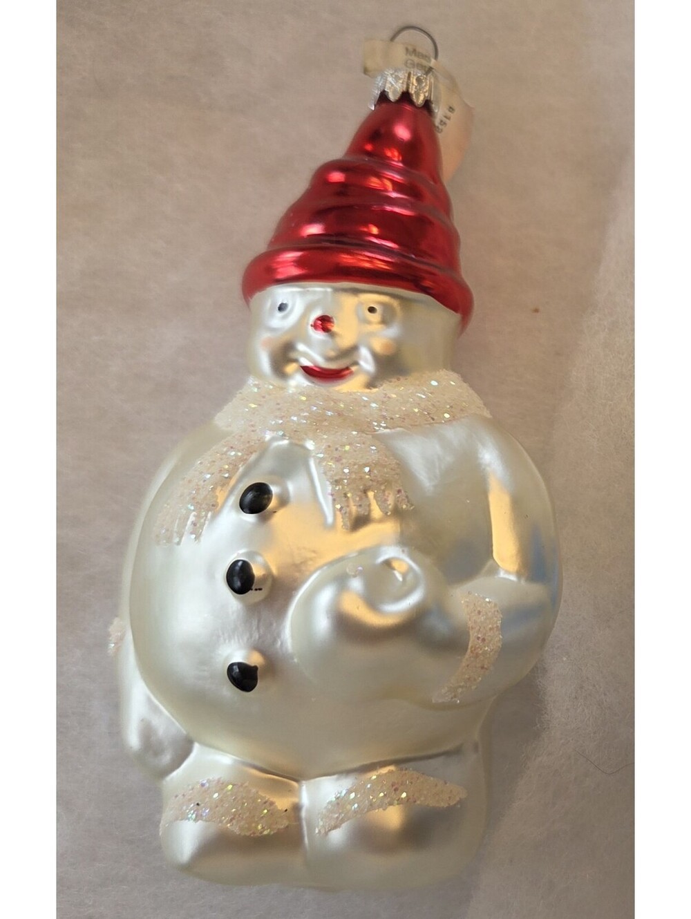 Christopher Radko Style Glass Snowman Christmas Ornament